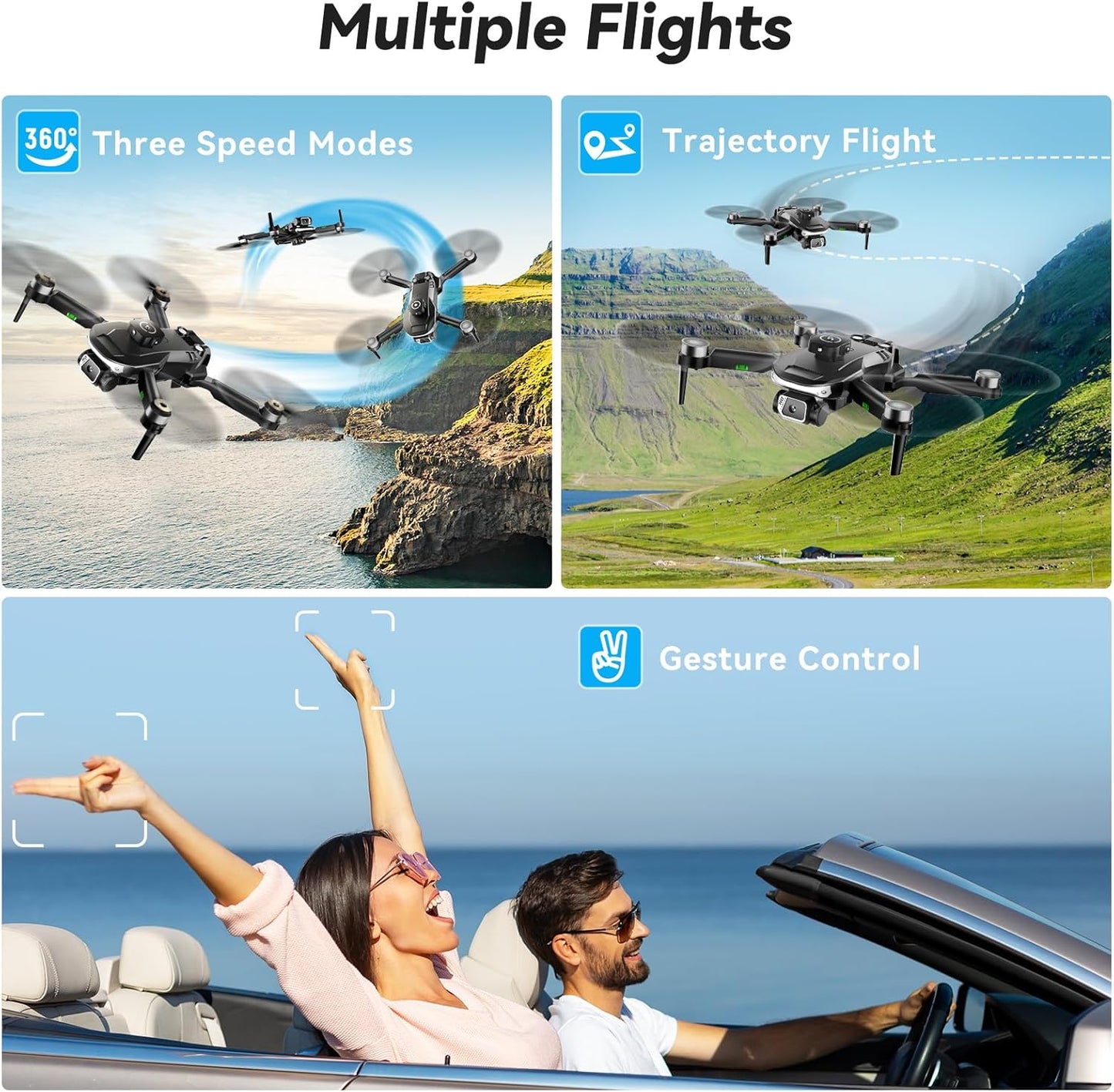 Drone with Camera for Adults 1080P,Includes Carrying Case (Age 14+) | Brushless Motor Drone with 3 Batteries, Optical Flow Hold, Obstacle Avoidance, Follow Me Mode, 90° Adjustable Camera(Black)