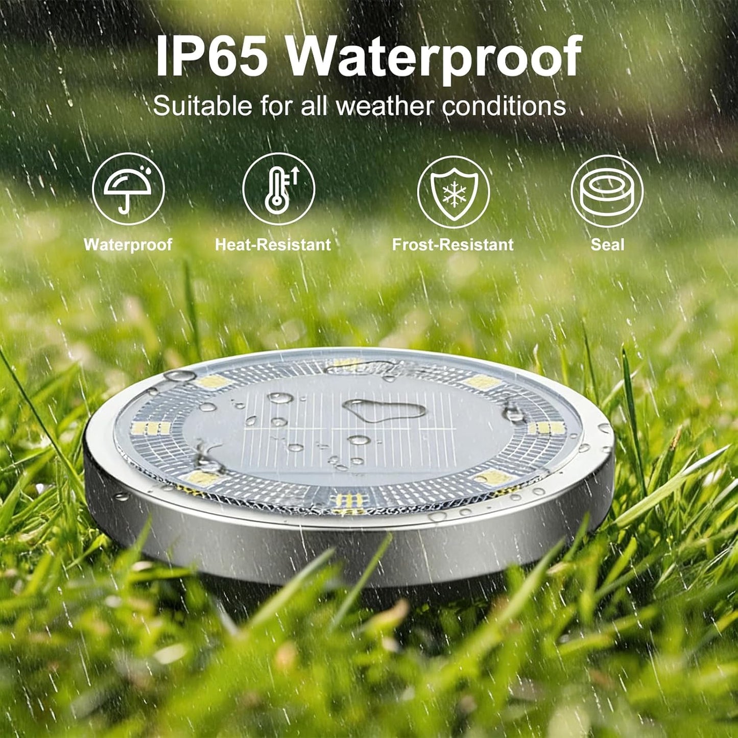 Illuminate Your Outdoors with Harloon Solar Ground Lights - 8 LED Waterproof Disc Lights for Pathways and Gardens (Warm White, 4 Pack)
