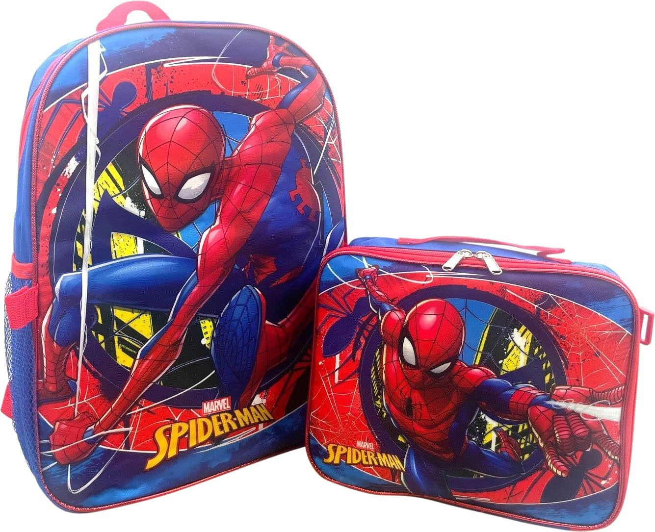 Spiderman Boy'S 16 Inch Backpack with Removable Matching Lunch Box Set (Blue-Blue-Red)
