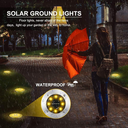 Solar Lights Outdoor, 16 Pack Solar Ground Lights Waterproof Garden In-Ground Lights - Bright Solar Disk Light Landscape Lighting for Lawn Yard Deck Patio Walkway Outdoor Decor - Warm White