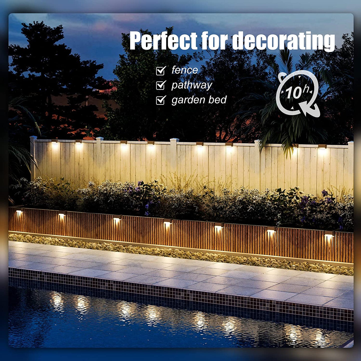 Solar Fence Lights Outdoor, Waterproof Led Lights for Outdoor, Garden, Step, Fence, Yard, Patio, and Pathway(Warm White)-20 Pack