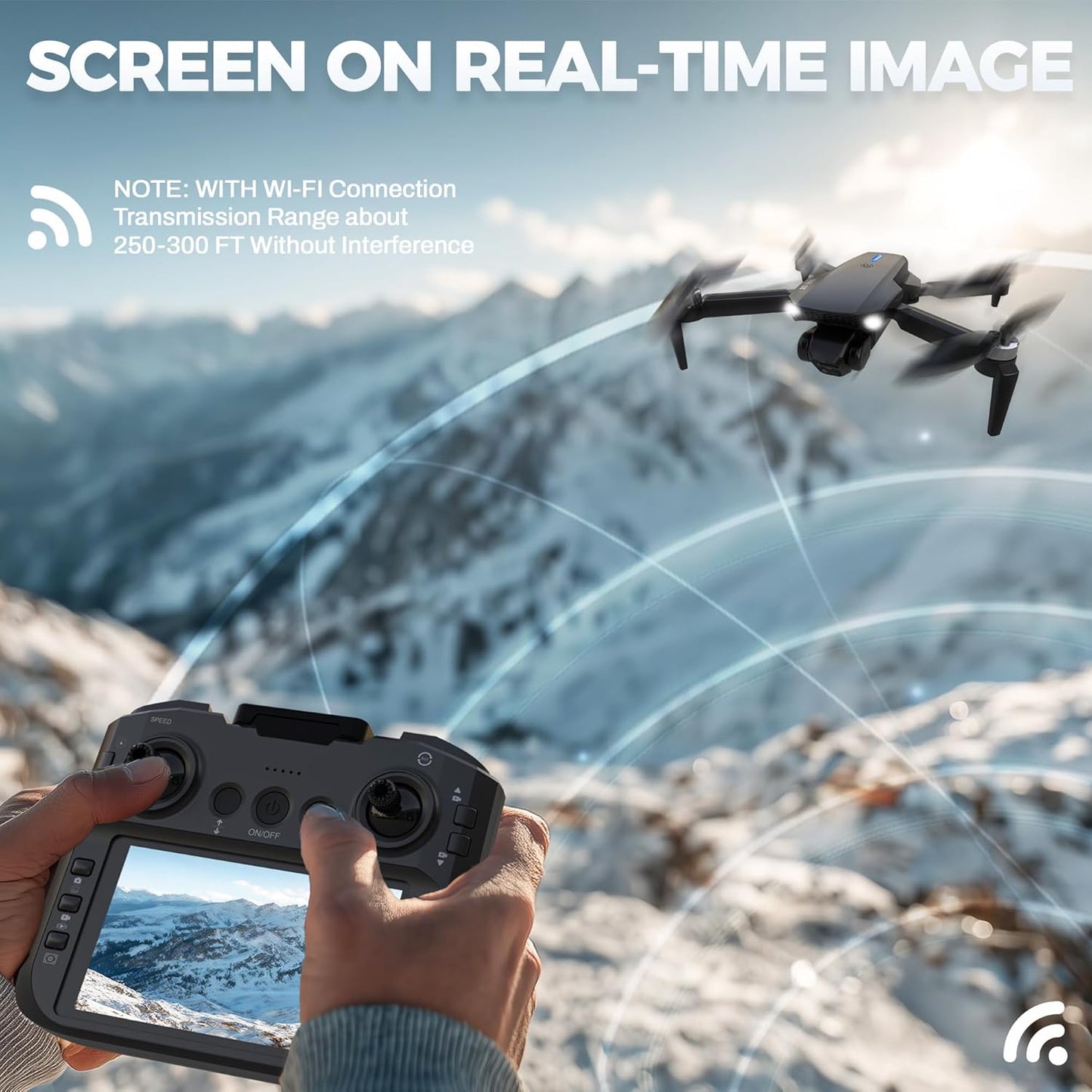 Drone with Screen on Controller, Ideal Toy Gift for Adults & Kids | 4.3" Screen Remote Control Drones, 1080P Drone with Camera, Live Video RC Quadcopter, One Key Start for Beginner, 3 Batteries