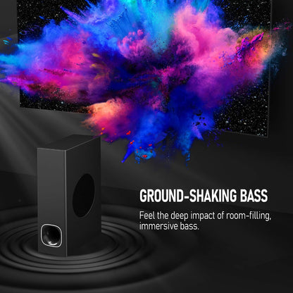 Experience Immersive Sound with the P28 Soundbar & Subwoofer - 2.1 Channel 3D Surround Sound, Perfect for 4K & HD TVs with HDMI, Optical, Aux, USB, and Bluetooth 5.0 Connectivity