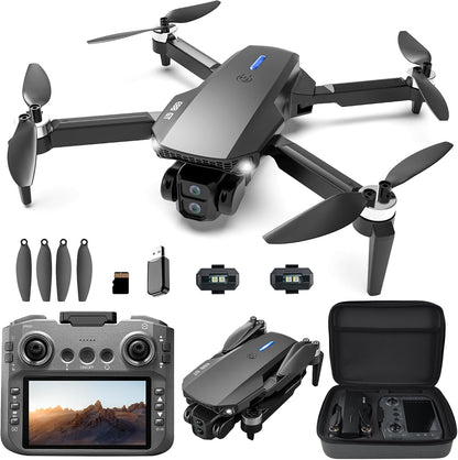 Drone with Screen on Controller, Ideal Toy Gift for Adults & Kids | 4.3" Screen Remote Control Drones, 1080P Drone with Camera, Live Video RC Quadcopter, One Key Start for Beginner, 3 Batteries