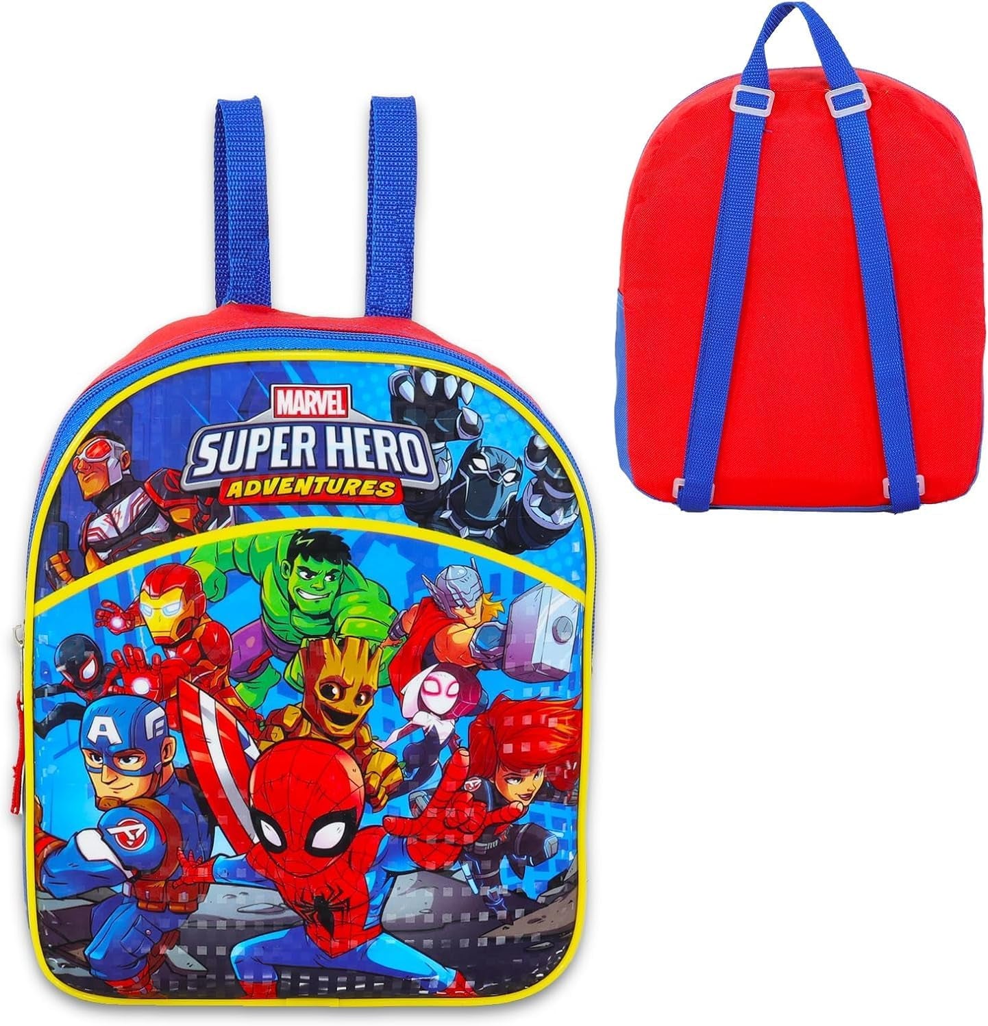 Spidey and Friends Mini Backpack Set - Bundle of 11" School Bag, Water Bottle, Button, Stickers, More | Spiderman Small Backpack for Toddlers Kids
