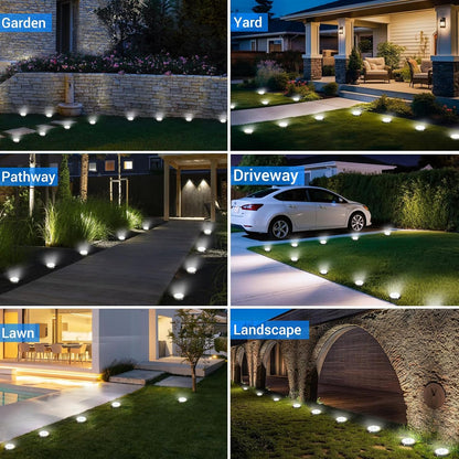 Illuminate Your Outdoors with Harloon Solar Ground Lights - 8 LED Waterproof Disc Lights for Pathways and Gardens (Warm White, 4 Pack)