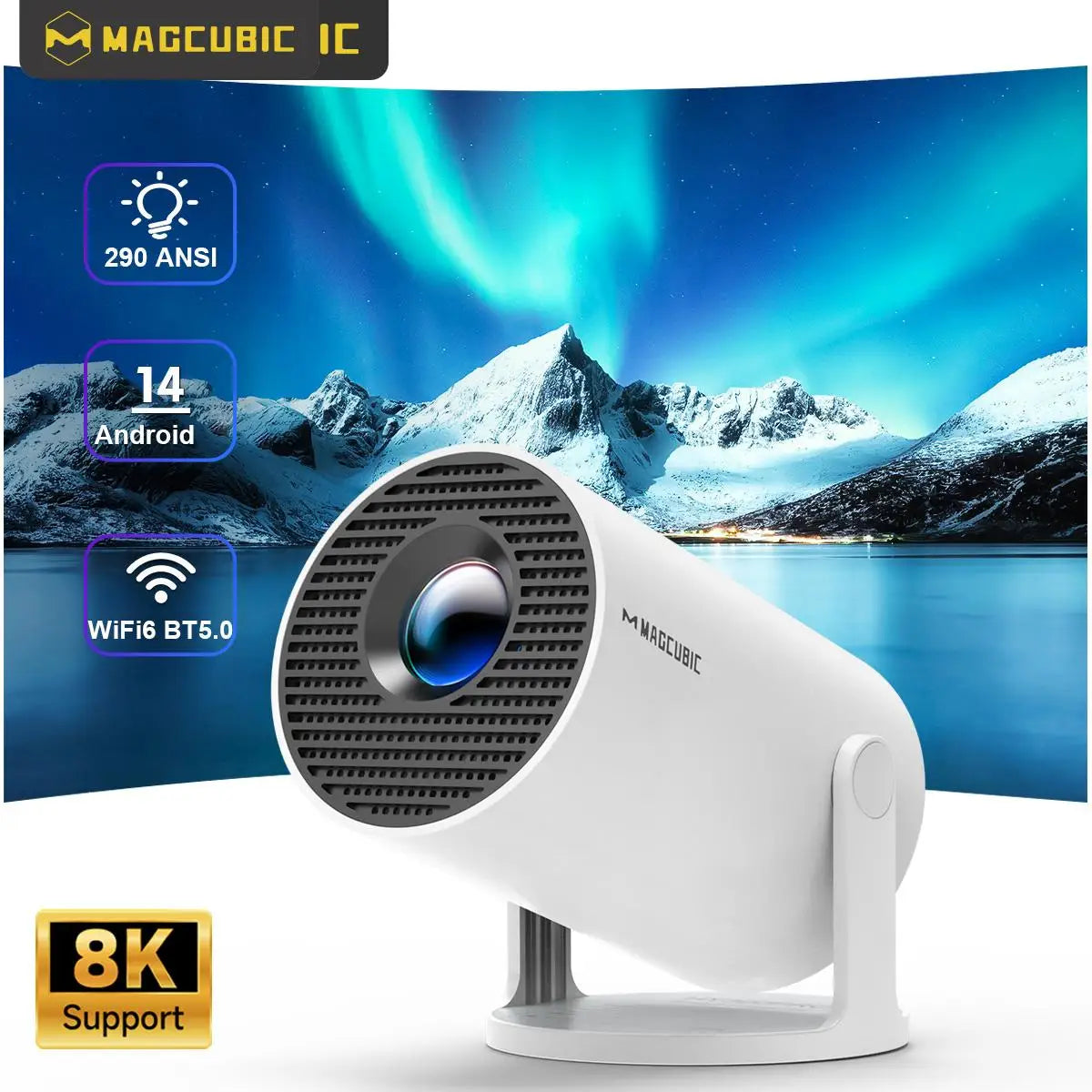 Elevate Your Viewing Experience with the HY300 Pro 8K Android Projector - Dual WiFi6, 290 ANSI Lumens, and Built-in Bluetooth for Ultimate Home Cinema and Outdoor Entertainment