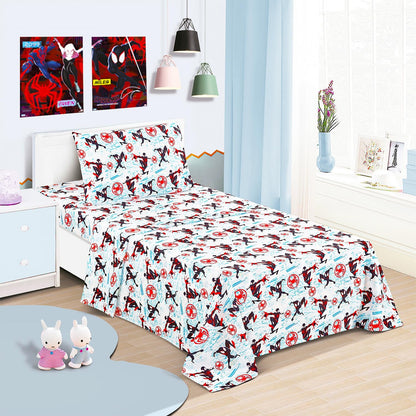 Miles Morales Bedding Set - Spiderman Bedroom Decor Bundle of Spiderverse Bedspread, Flat & Fitted Sheet, Pillowcase for Twin Bed, More