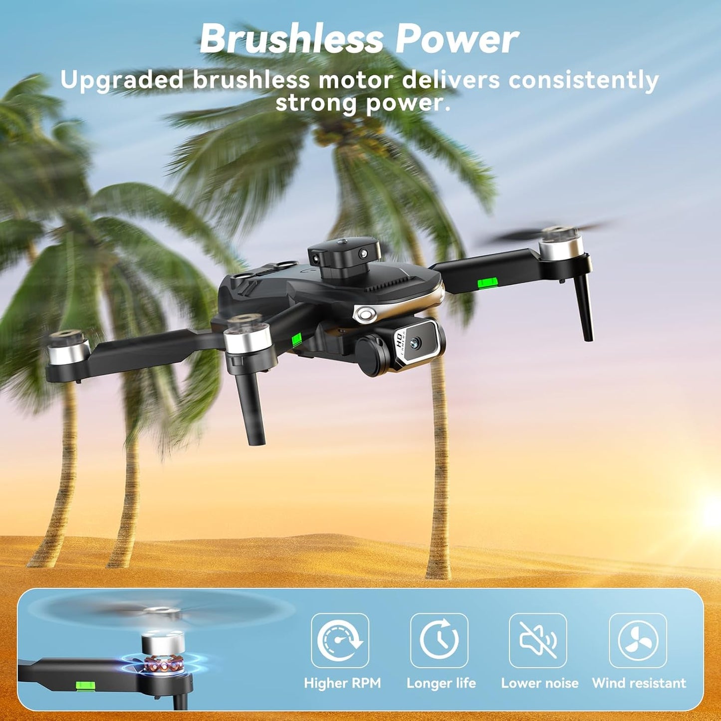 Drone with Camera for Adults 1080P,Includes Carrying Case (Age 14+) | Brushless Motor Drone with 3 Batteries, Optical Flow Hold, Obstacle Avoidance, Follow Me Mode, 90° Adjustable Camera(Black)