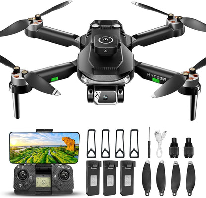 Drone with Camera for Adults 1080P,Includes Carrying Case (Age 14+) | Brushless Motor Drone with 3 Batteries, Optical Flow Hold, Obstacle Avoidance, Follow Me Mode, 90° Adjustable Camera(Black)