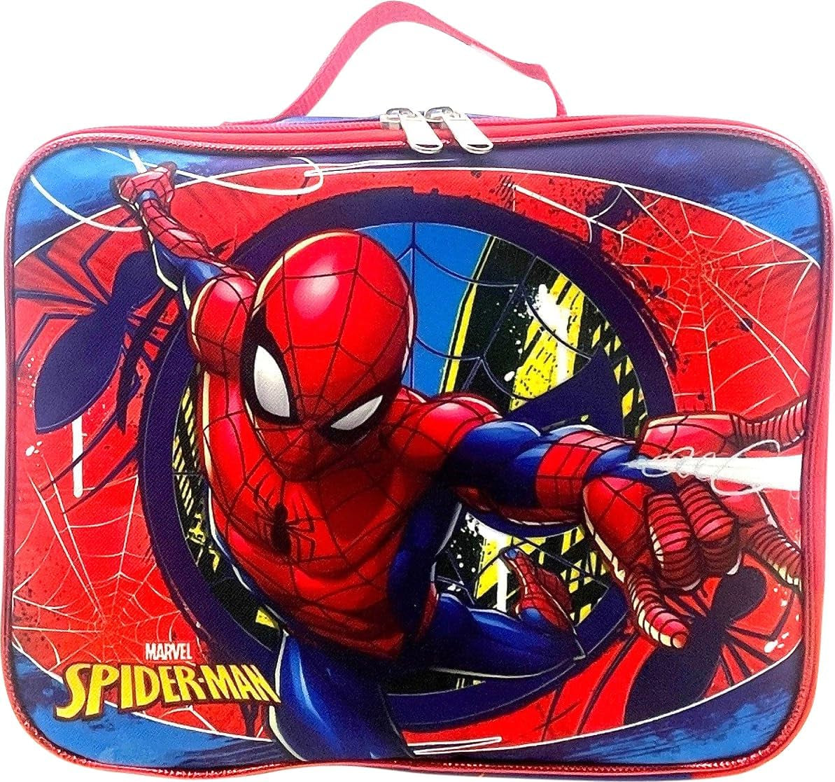 Spiderman Boy'S 16 Inch Backpack with Removable Matching Lunch Box Set (Blue-Blue-Red)