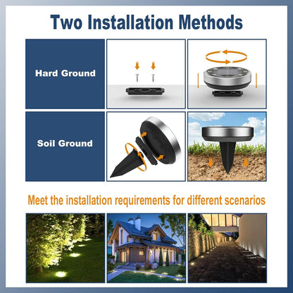 Illuminate Your Outdoors with Harloon Solar Ground Lights - 8 LED Waterproof Disc Lights for Pathways and Gardens (Warm White, 4 Pack)