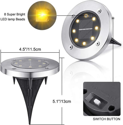 Solar Lights Outdoor, 16 Pack Solar Ground Lights Waterproof Garden In-Ground Lights - Bright Solar Disk Light Landscape Lighting for Lawn Yard Deck Patio Walkway Outdoor Decor - Warm White
