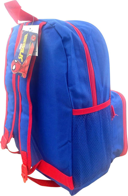 Spiderman Boy'S 16 Inch Backpack with Removable Matching Lunch Box Set (Blue-Blue-Red)