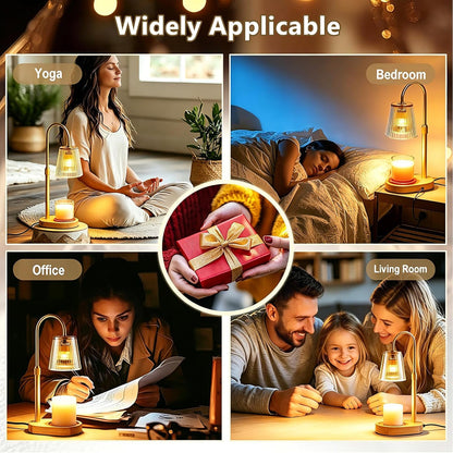 Candle Warmer Lamp with Timer Dimmable,Height Adjustable Candles Warmer for Jar Candles with 2 Bulbs, Electric Wax Melt Lamp for House Warming Gifts New Home Decor